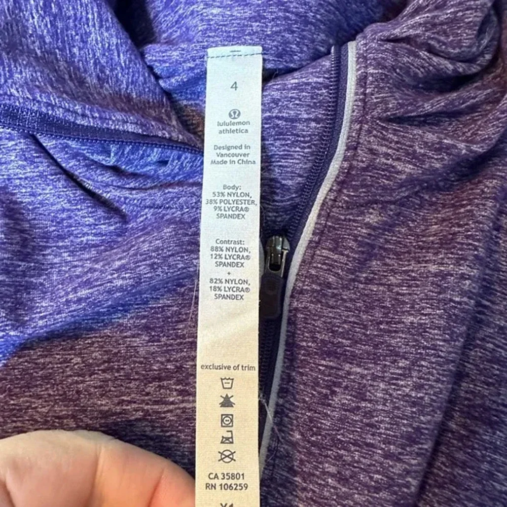 Lululemon Run Inspire pullover 1/2 zip Heather Purple Long Sleeve Size 4 - Picture 7 of 7